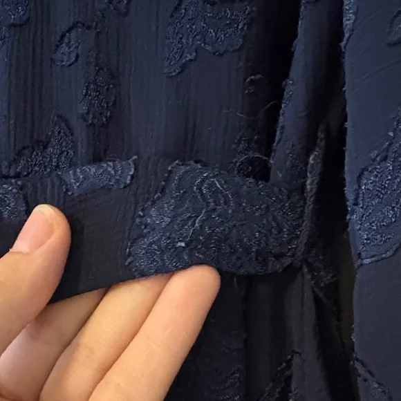 Women’s Navy Blue Long Sleeve Ruffle Dress - Picture 6 of 10